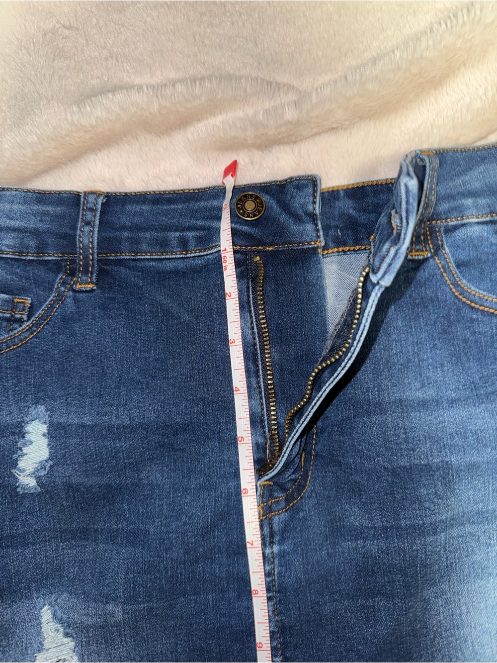Dark Blue Distressed Denim Skirt - Women - Picture 8 of 9